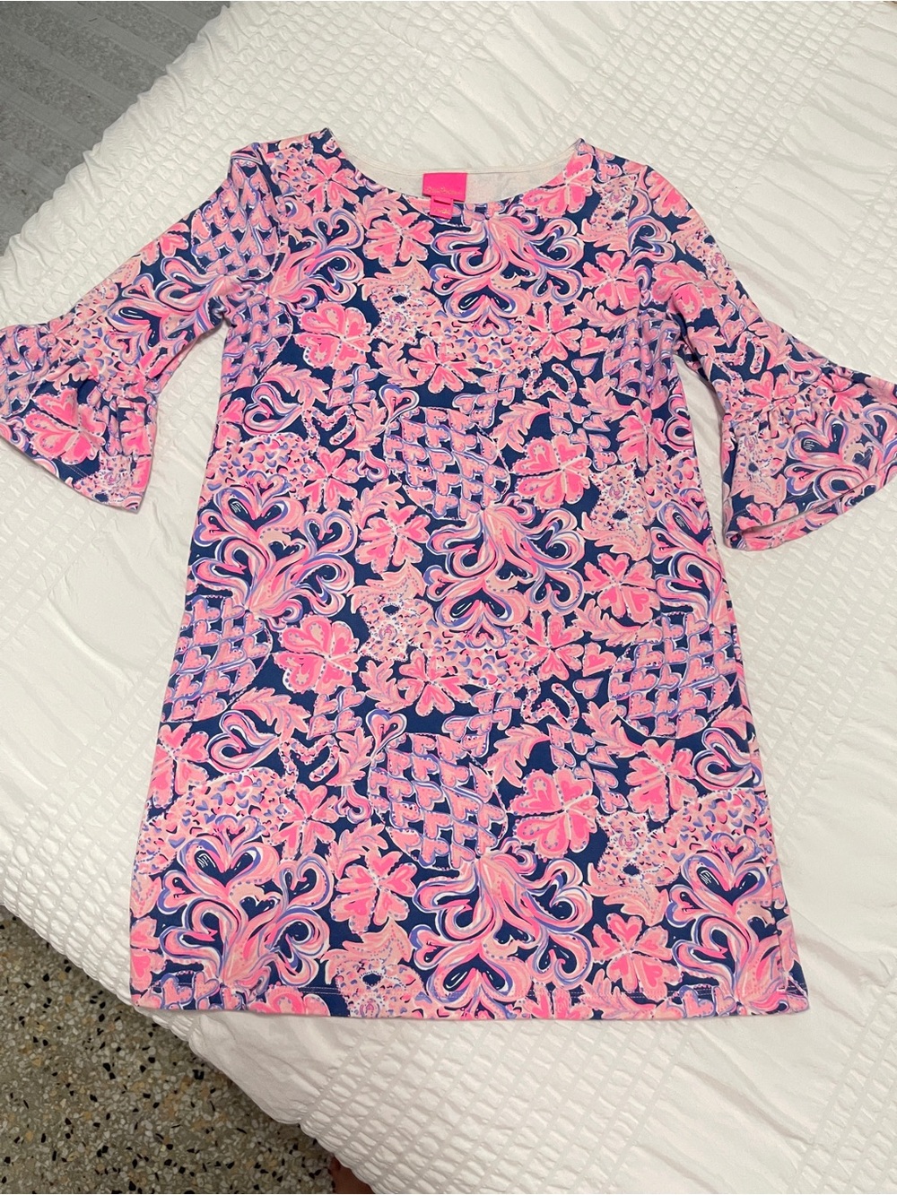 Lilly Pulitzer Navy and Pink Floral Paisley Shift Dress